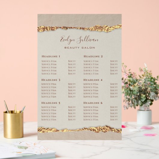 Goud geript papier prijslijst acryl bord (Huwelijk)