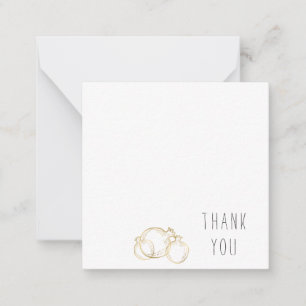 Goud geschetst granaatappel dank u monogram blanco notitiekaartje