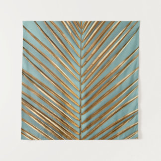 Goud geschilderd tropisch palmbladpatroon wandkleed