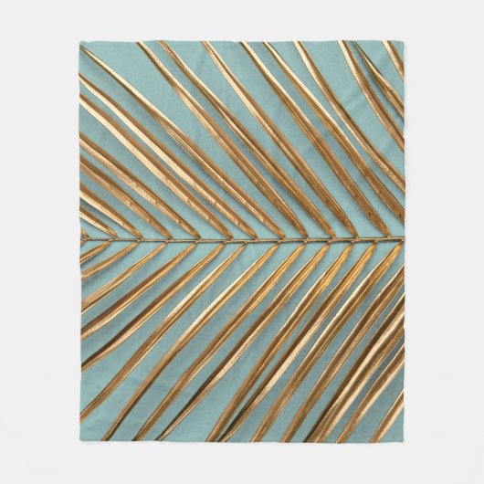 Goud geschilderd tropisch palmpatroon fleece deken (Voorkant)