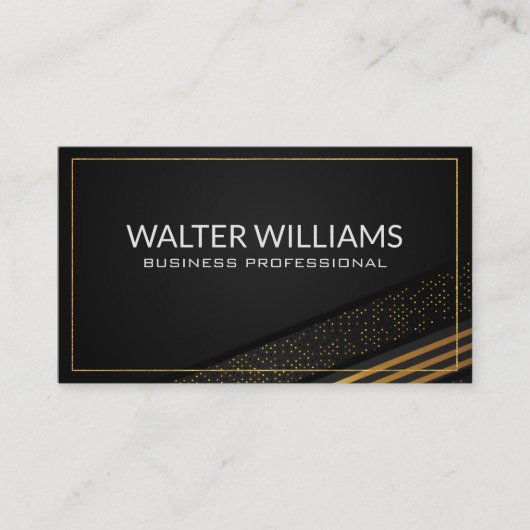 Goud gestreept | gespikkeld gouden zwart patroon visitekaartje (Voorkant)