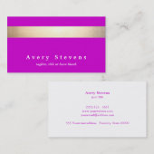 Goud Gestreept Modern Roze Magenta Visitekaartje (Voorkant / Achterkant)
