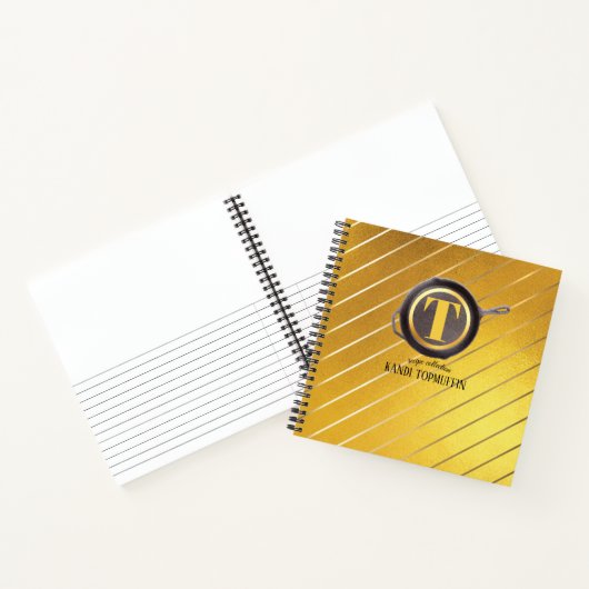 Goud gietijzer pan-gepersonaliseerd recept kookboe notitieboek (Binnen)