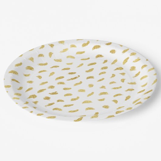Goud Glam Wit Abstract Papieren Bordje (Gekanteld)