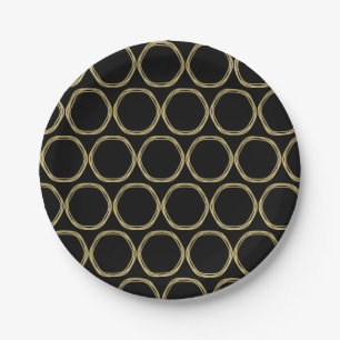 Goud Glam & Zwarte Ringen (Elke Kleur) Modern Glam Papieren Bordje