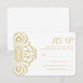 Goud  Glamour Elegantie Bruiloft RSVP Kaart (Voorkant / Achterkant)
