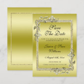 Goud Glamour & Glitters 50ste Gouden Bruiloft Jubi Save The Date (Voorkant / Achterkant)