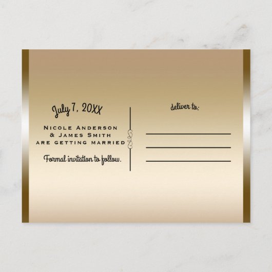 Goud glanzend chique glam Save the Date Aankondigingskaart (Achterkant)