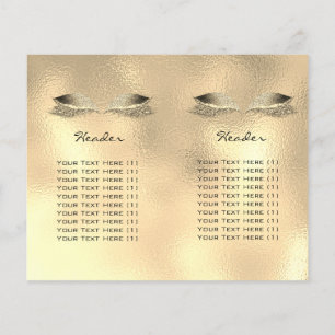 Goud Glas Glitter Make-up Oog Wimper Prijzen Folde Flyer