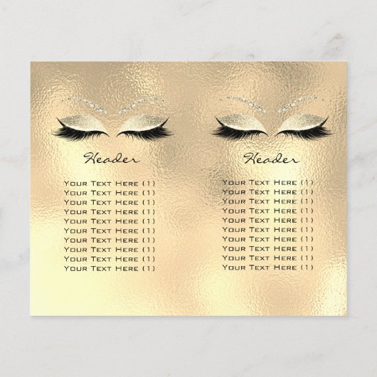 Goud Glas Glitter Make-up Wimpers Prijzen Folder Flyer (Achterkant)