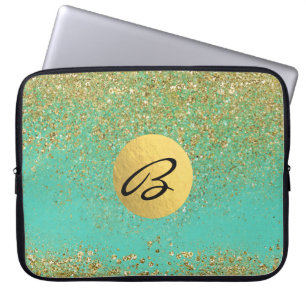 Goud glinsterend watertint aqua glam trendy laptop sleeve