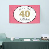 Goud Glitter 40 en Fabulous Roze 40e Verjaardag Spandoek (Beurs)