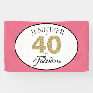 Goud Glitter 40 en Fabulous Roze 40e Verjaardag Spandoek