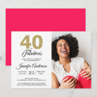 Goud Glitter 40 Fabulous Verjaardag Diva Roze Foto