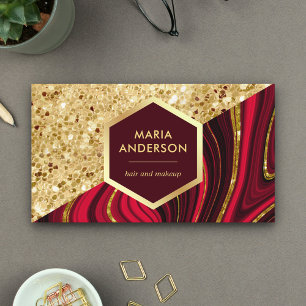 Goud Glitter Bourgondië Rood Marmer Make-up Arties Visitekaartje