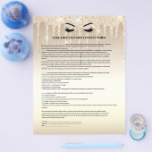 Goud Glitter EXTENSIE VAN WIMPERS TOESTEMMINGSFORM Flyer (Enkel)