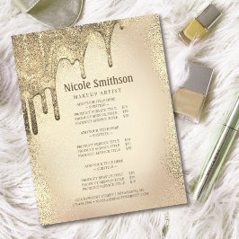 Goud Glitter Glam Service Lijst voor Visagist  Flyer