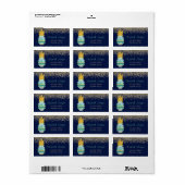 Goud Glitter Groene Ananas Marineblauw Etiket (Full Sheet)