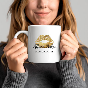 Goud Glitter Kus Lippen Zakelijke Visagist Koffiemok