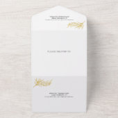 Goud glitter lijst evergreen winter bruiloft all in one uitnodiging (Buitenkant)