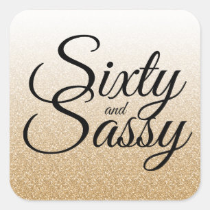 Goud Glitter Ombre 60 en Sassy 60e Verjaardag Vierkante Sticker