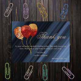 Goud & Glitter Rode Ballonnen Verjaardag Dank u Notitiekaartje