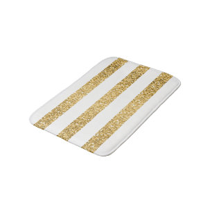 Goud Glitter Wit Strepen Patroon Badmat