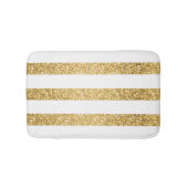 Goud Glitter Wit Strepen Patroon Badmat (Voorkant)