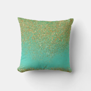 Goud glitters en turkoois aqua glanzend trendy cas kussen
