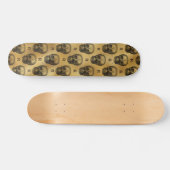 Goud Gothic Skull Monogram Initiaal Patroon Elegan Skateboard (Horizontaal)