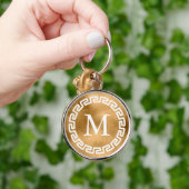 Goud goud ronde Grieks randnummer Sleutelhanger (Hand)