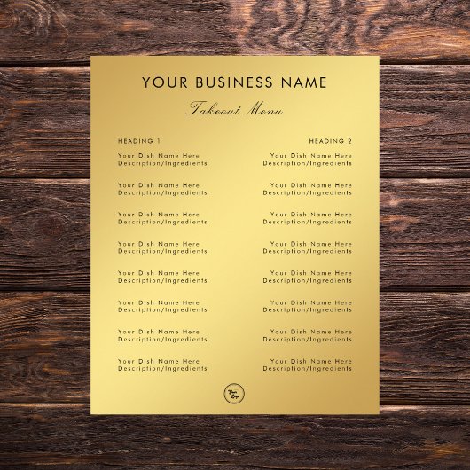 Goud Gradiënt Restaurant Cafe Afhaalmenu & Logo Flyer