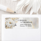 Goud Grijs Bloemen Pioen Bloem Bruiloft Retour Etiket (Insitu)