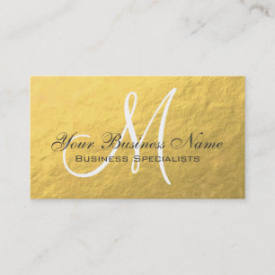 Goud, grijs, eenvoudig monogram visitekaartje