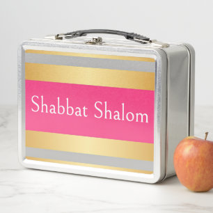 Goud Grijs Heet Roze Strepen, Shabbat Shalom Glam