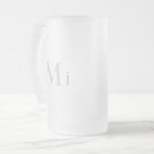 Goud & Grijs Monogram Huwelijk Matglas Bierpul (Voorkant links)