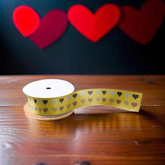 Goud Grijs Zwart Bruin Harten Lint