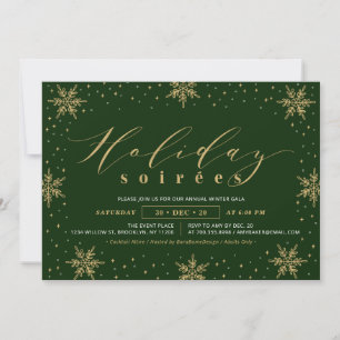 Goud & Groen Bedrijfs Kerstfeest Soiree Feest Kaart