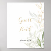 Goud groen bladgoud guestbook bord poster (Voorkant)