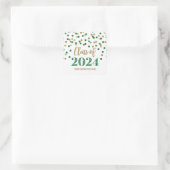 Goud Groen Confetti Afstuderen 2024 Vierkante Sticker (Tas)