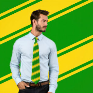 Goud & Groen Dik en Dun Diagonal Stripes Stropdas