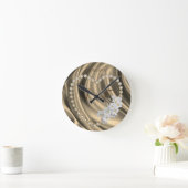 Goud, groen, eiwit, blauw, zijde en parels ronde klok (Huis)