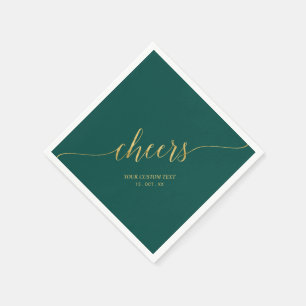 Goud & Groen Elegante Stijlvolle Lettering Proost Servet