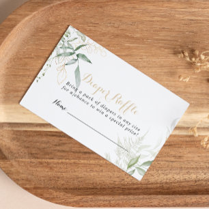 Goud Groen Foliage Luier Raffle Ticket Informatiekaartje