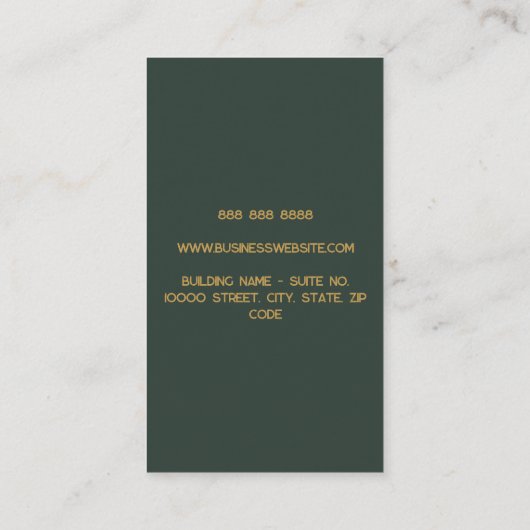 Goud & Groen Getextureerd 3 Letter Monogram Visitekaartje (Achterkant)