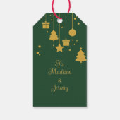 Goud Groen Ornament Kerst Cadeaulabel (Achterkant)