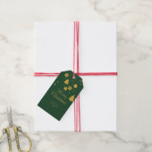 Goud Groen Ornament Kerst Cadeaulabel (Met Touw)