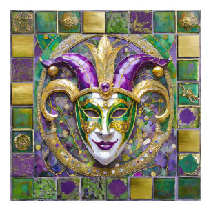 Goud Groen Paars Mardi Gras Narrenmasker Foto Afdruk