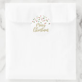 Goud Groen Rood Glitter Confetti Vrolijk Kerstfees Ronde Sticker (Tas)