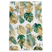 Goud & Groen Tropisch blad Medium Cadeauzakje (Achterkant)